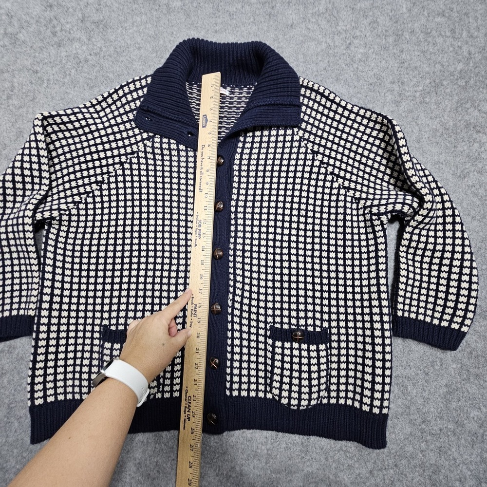 Francis Valentine Blue Natural Archie Cardigan Knit Sweater‎ XL Wool Cashmere - Picture 13 of 16